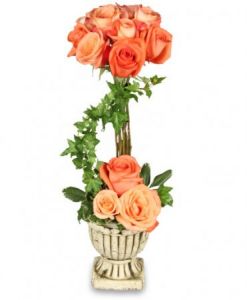 Peach Rose Topiary Arrangement